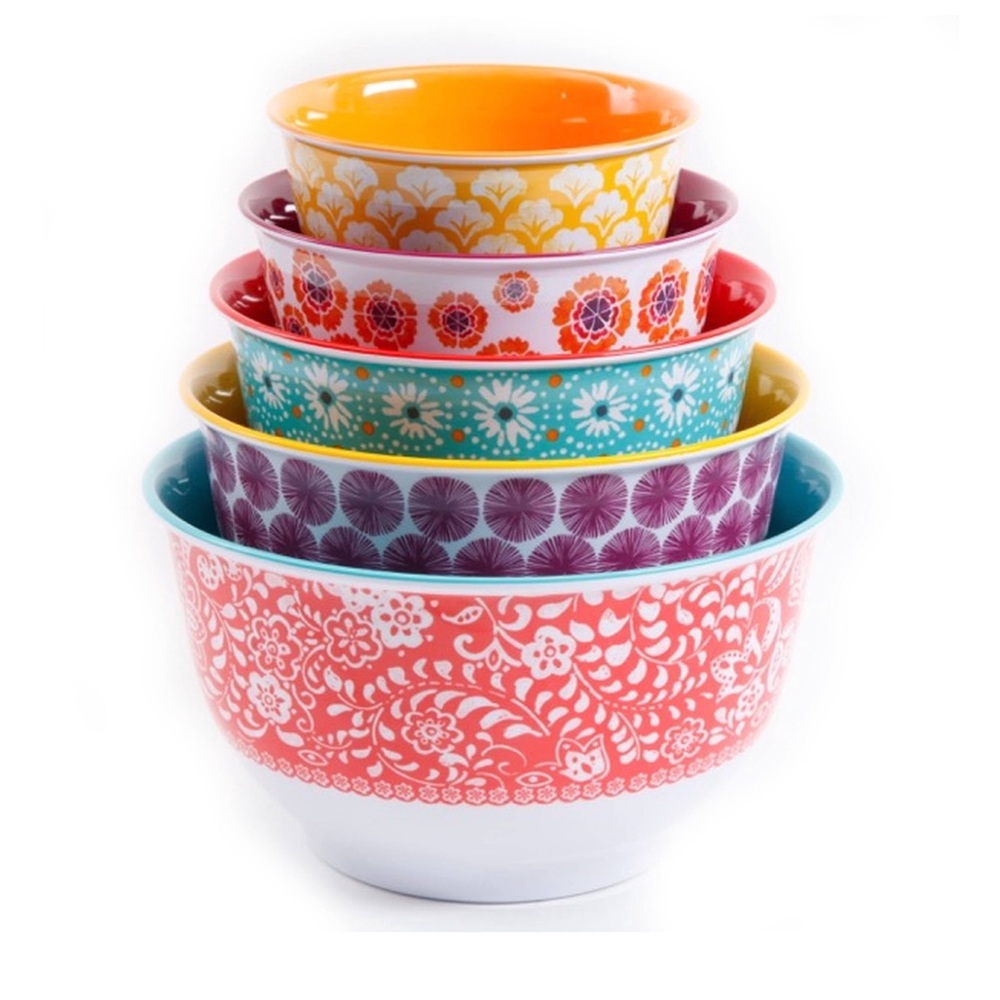 The Pioneer Woman Traveling Vines Melamine Mixing Bowl Set, 10-Piece Set NEW - Picture 2 of 8